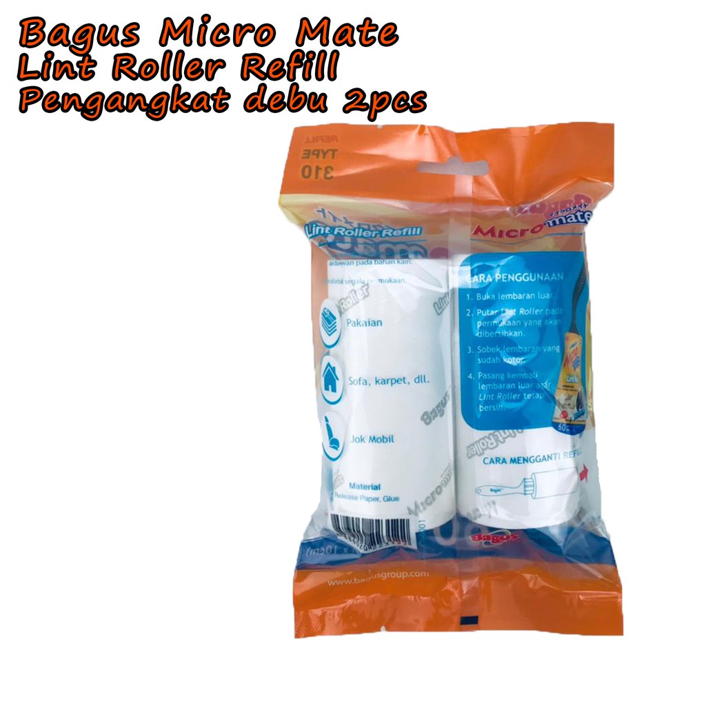 Lint Roller Refill *Bagus Micro Mate * Pengangkat debu * 2pcs