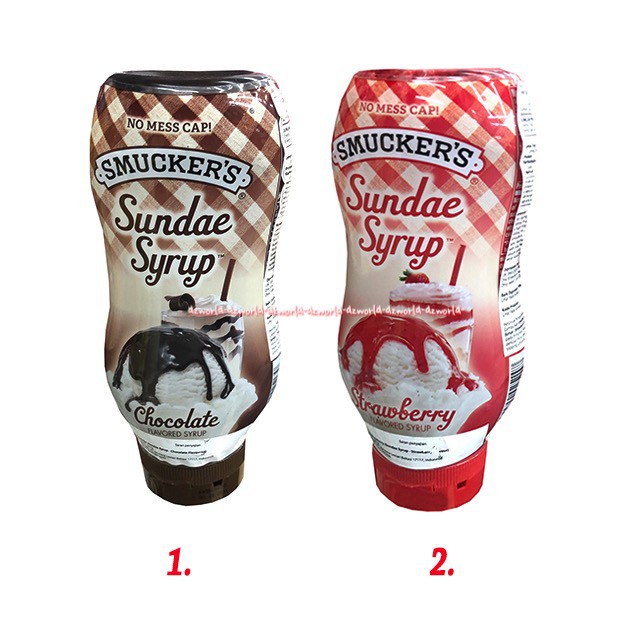 Smucker's Sundae Syrup 567gr Sirup Strawberry Chocolate Cair Untuk Roti Smuckers Sundae Stroberi Coklat