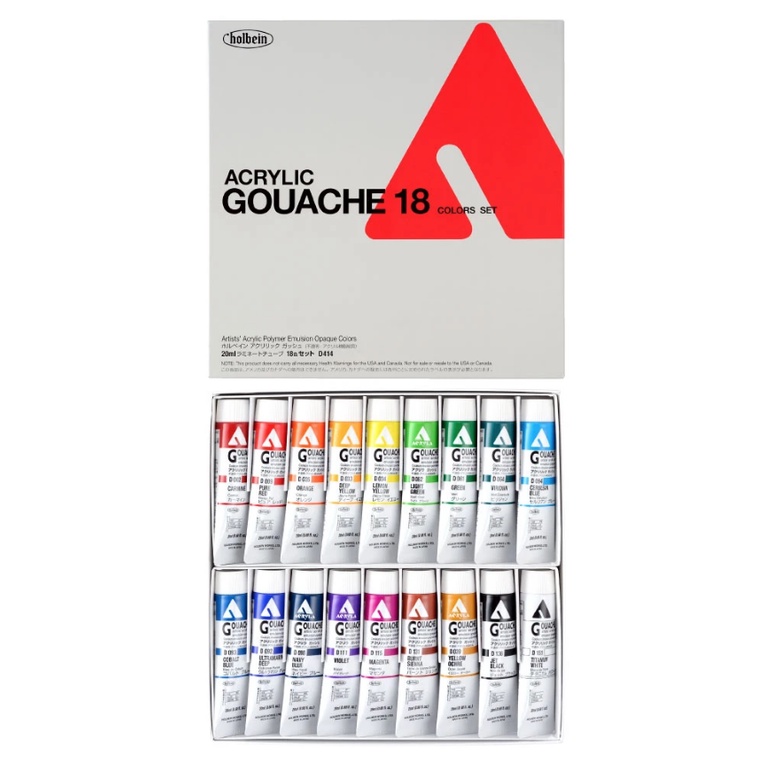 Holbein Acryla Gouache - Set of 18 Colors x 20ml