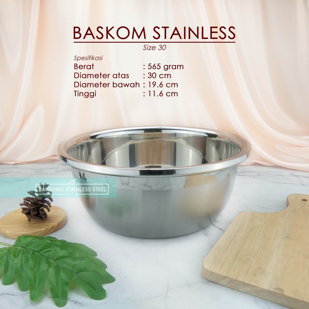 Baskom 30cm tinggi tebal Multi fungsi stainless steel murah wadah