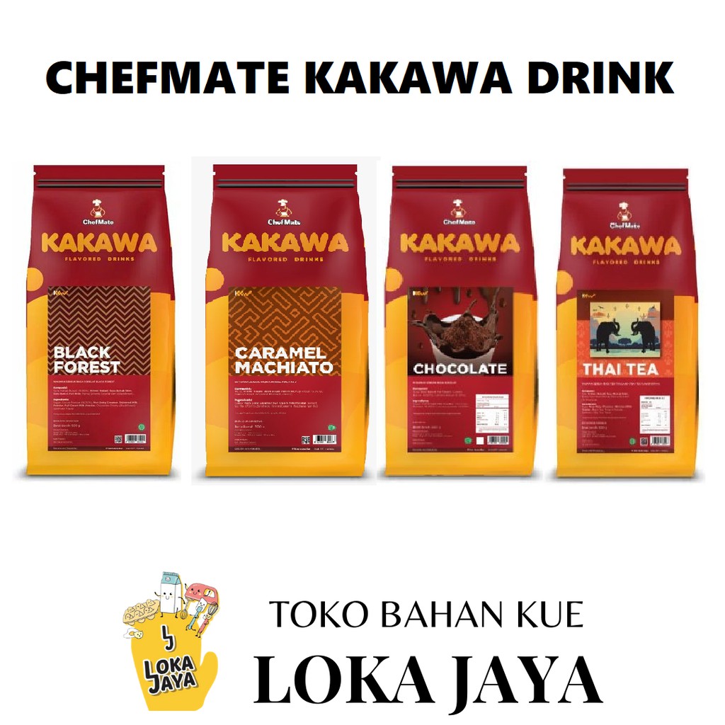 CHEFMATE KAKAWA DRINK 500G/ SERBUK MINUMAN COKLAT RASA BLACK FOREST | CARAMEL MATCHIATO | THAI TEA