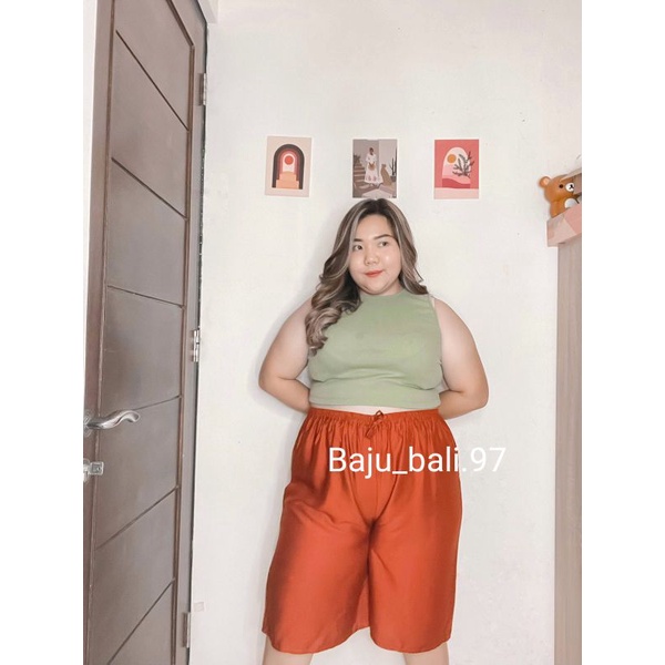 celana pendek 7/8 jumbo/ celana 7/8 bigsize/celana wanita/celana crinkle