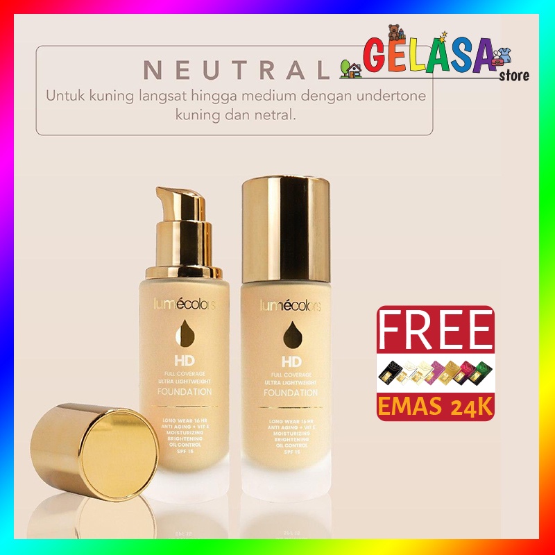 (Free Emas) Lumecolors HD Foundation Full Coverage Ultra Lightweight shade Neutral