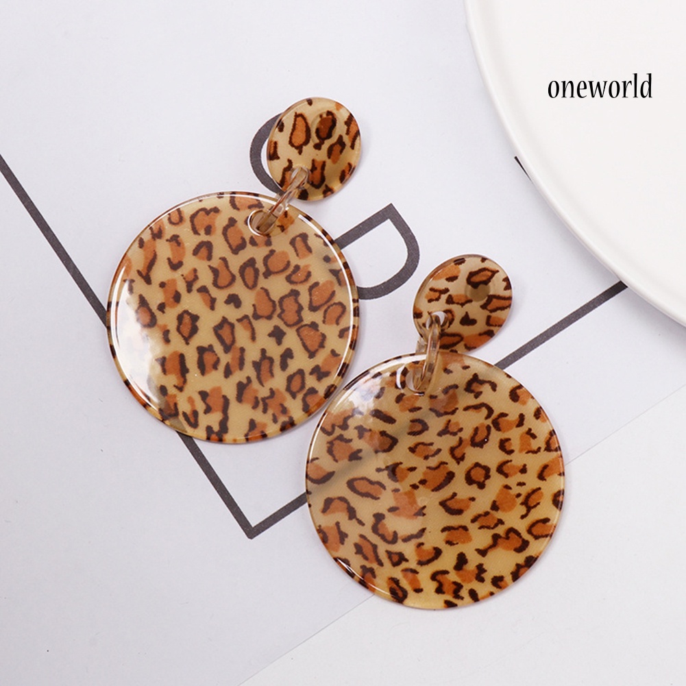 OW@ Fashion Geometric Acetate Leopard Eardrop Earrings Party Jewelry Accessory Gift