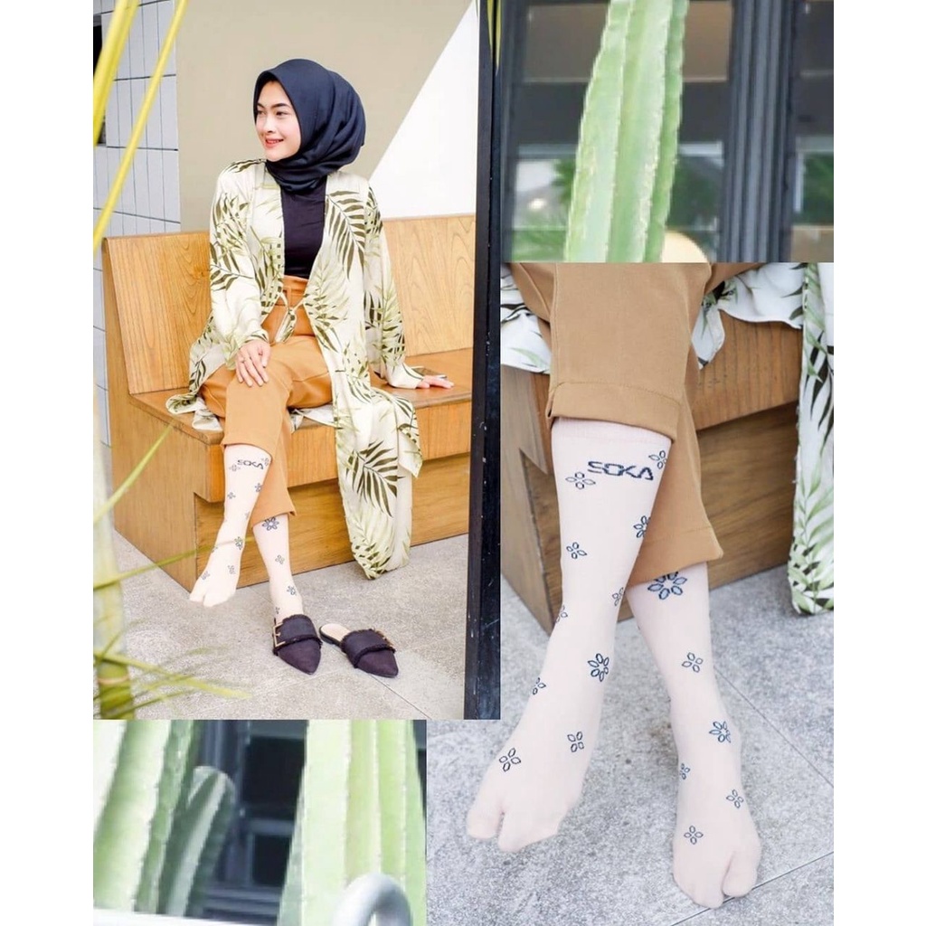 Kaos Kaki SOKA Essentials Flower dan Butterfly - Jempol Pendek Size M Motif