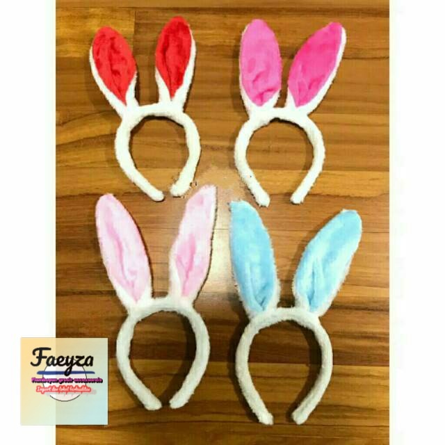 bando kelinci bludru non LED isi 6 pcs mix warna