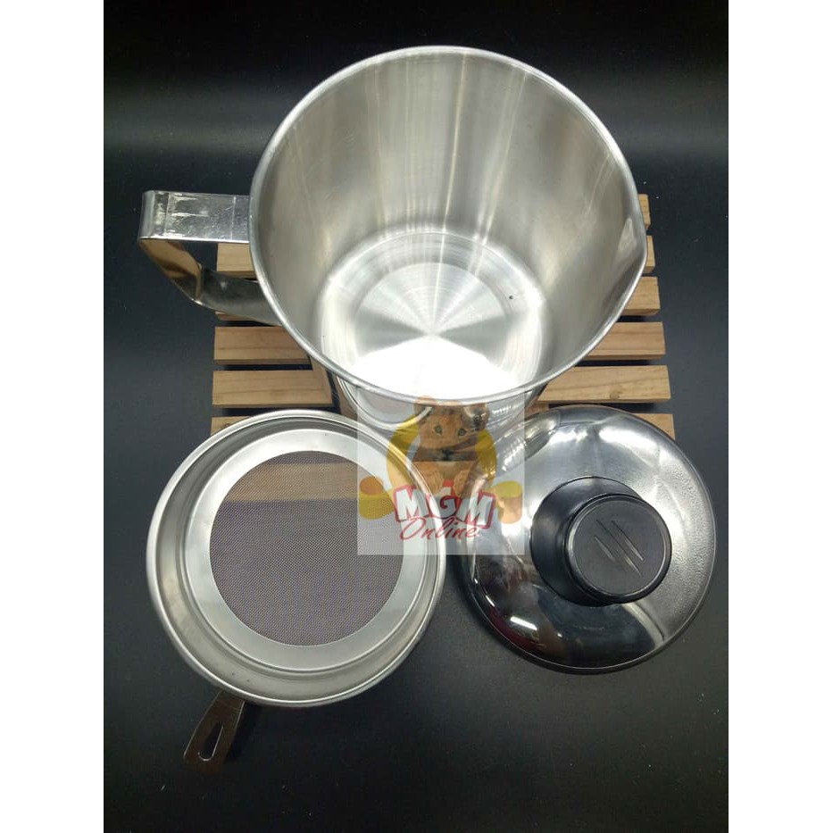 Tempat saringan Minyak Jelantah TEBAL / Oilpot Stainless 12CM