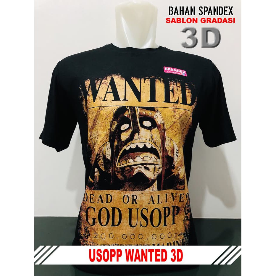 Kaos Baju distro murah Anime - USOPP WANTED 3D