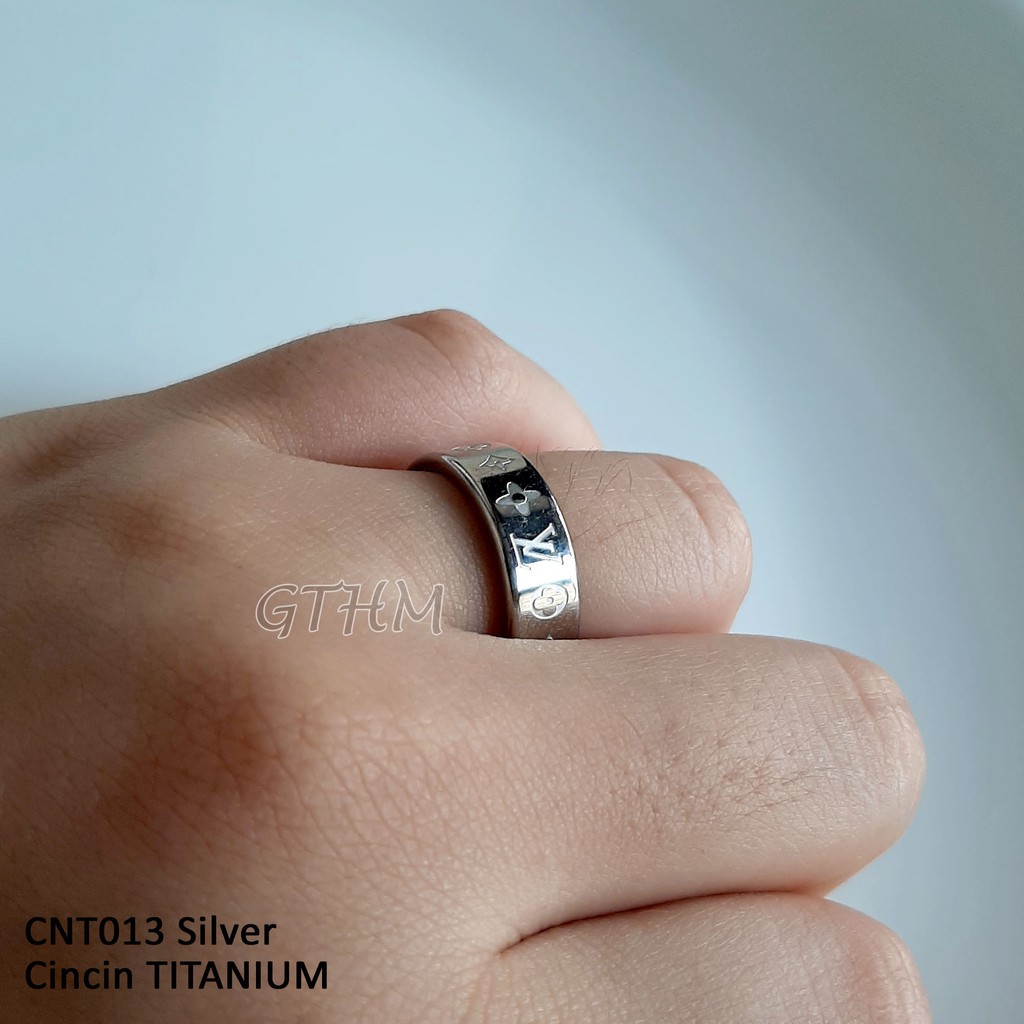 cincin titanium branded LV gold silver couple pasangan single awet anti alergi cnt013 pria wanita