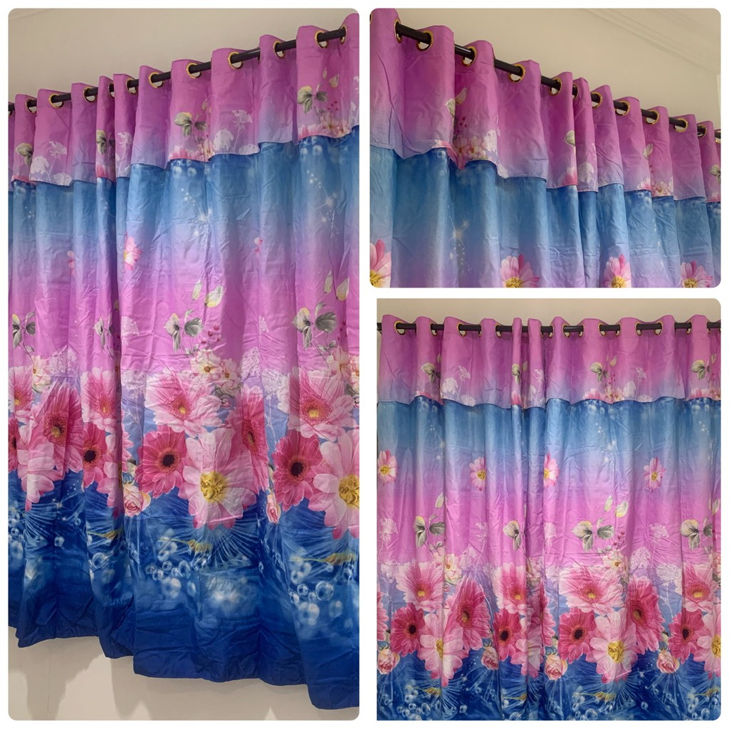 [ PINTU DAN JENDELA ] GORDEN SMOKRING + PONI MOTIF BUNGA MATAHARI PINK BIRU