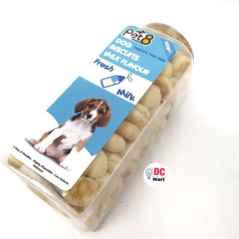PET8-DOG BISCUIT 110 Gr / Bone/ Round / Biskuit Rasa Hewan Anjing