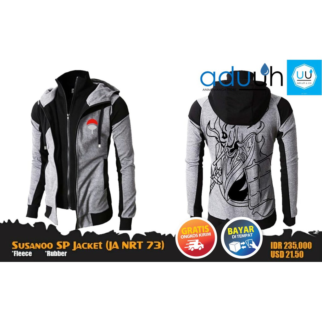 PROMO JAKET ANIME DOUBLE ZIPPER UCHIHA SUSANO