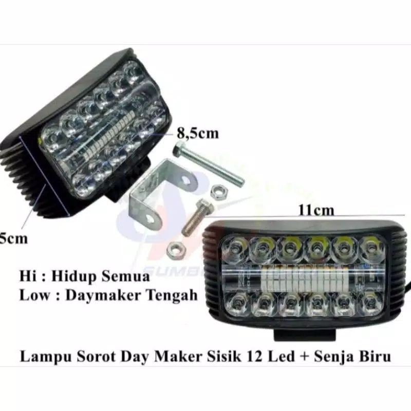 Lampu daymaker hi low sisik 24 led + senja biru