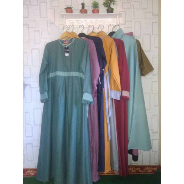 Set Gamis Syari Katun Madina Elegan All Size L