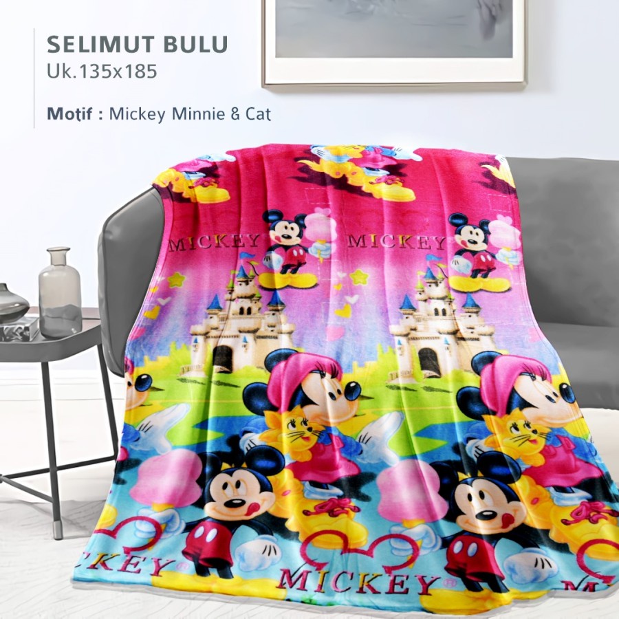 Tanpa Tas Mika Selimut Bulu Anak Selimut Karakter Halus Jumbo Ukuran 120x175cm