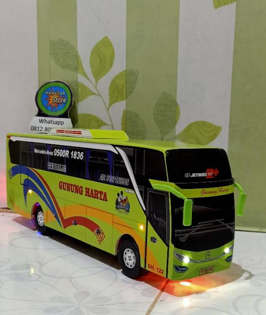 miniatur bus bis shd gunung harta plus lampu