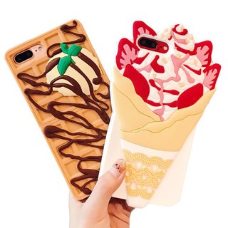 Promo Iphone Case 3d Waffles Ice Cream Cartoon Soft Silicone Case Cover Ready Shopee Indonesia