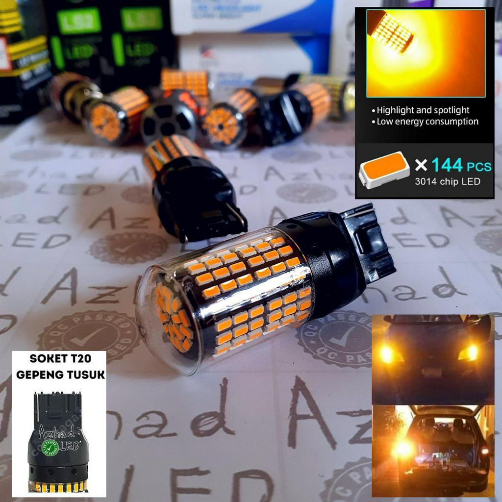 Lampu LED Sein Mobil Soket Tancap T20 7440 Superbright 144 smd