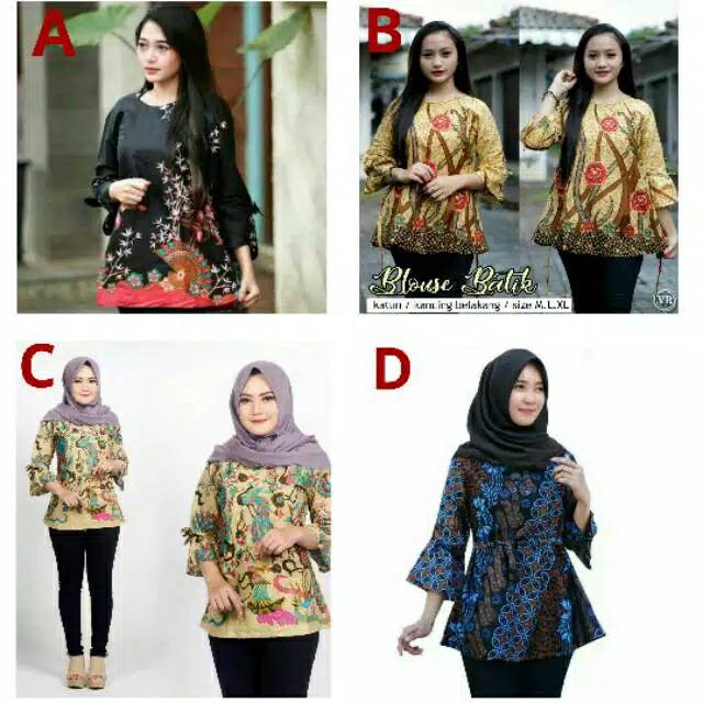 MURAH BATIK WANITA BLUS ATASAN WANITA WARNA MERAH PENDEK