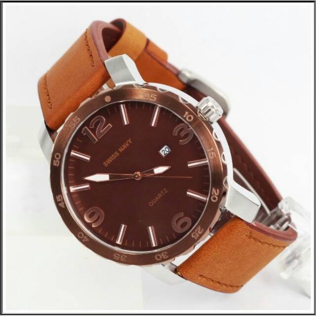 Jam tangan pria Swiss Navy brown Original