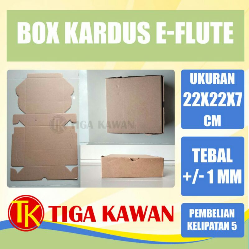 

Kardus Dus Packaging Box Corrugated E-Flute Eflute Coklat 22x22x7 cm