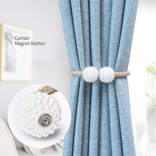 Tali Gorden Magnet / Pengikat Gorden Mutiara / Magnetic Curtain Ball Import / Pengait Penjepit Hordeng Tirai / Dekorasi Jendela Murah / TS-79