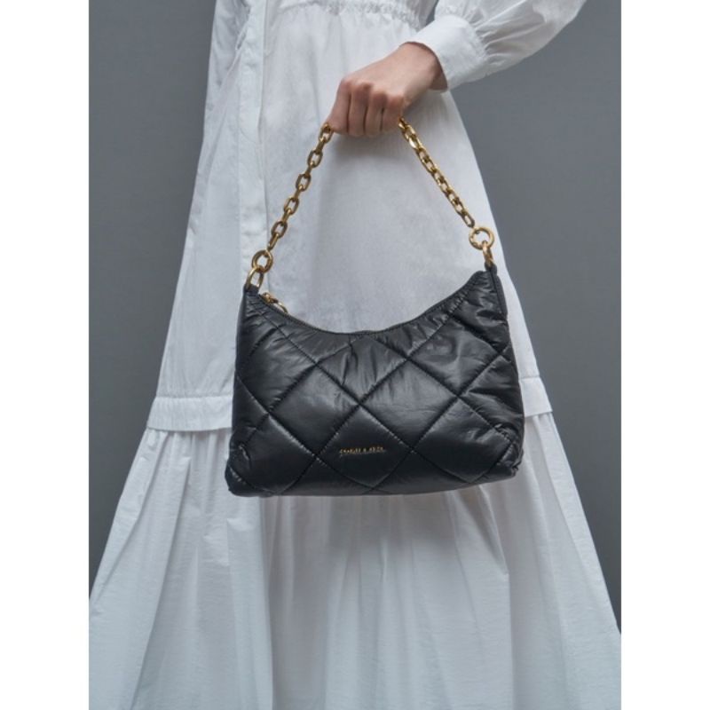 shoulder bag wanita branded tas pundak cewe tali rantai (ck puffy)