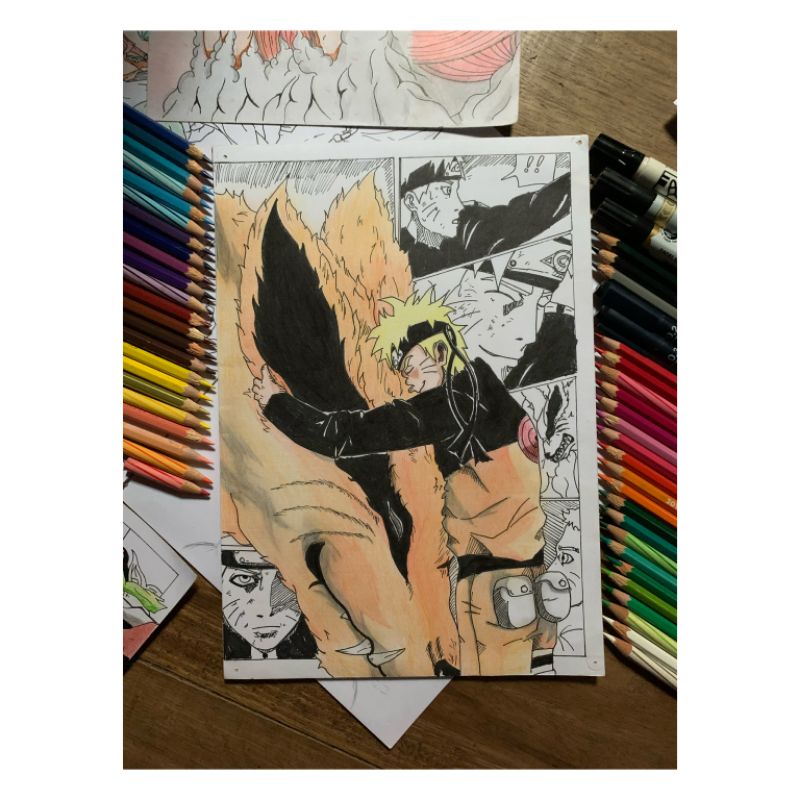 Jual Lukisan Pensil Anime Naruto X Kyuubi | Shopee Indonesia