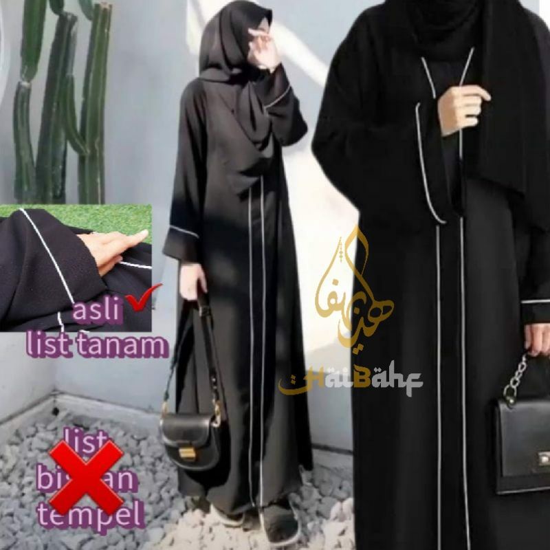 original abaya hitam casual busui simpel polos gamis arab saudi turkey bisban
