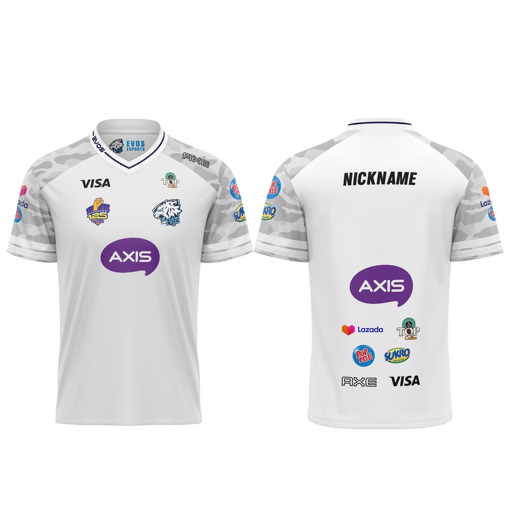 BAJU KAOS JERSEY EVOS 2021 PUTIH FREE NICKNAME  ESPORT EVOS RRQ BTR PREMIUM