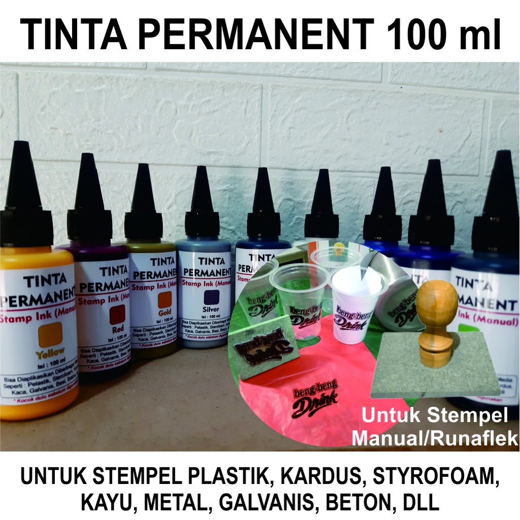 

Tinta Stempel Plastik / Tinta Stempel Permanent / Tinta Permanent / Tinta Sablon / Tinta Sablon Cup / Tinta Waterproof / Tinta Anti Air / Tinta Ajaib / Isi 100 ml