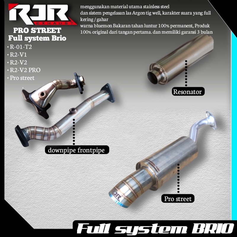 KNALPOT RJR FULL SYSTEM BRIO RACING BRIO LAMA ALL NEW BRIO SATYA PNP PRO STRET