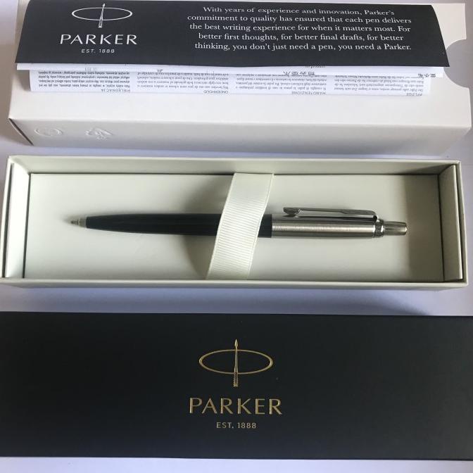 

[COD] Pulpen Parker Jotter SPC Ballpoint Black Crome Trim TERUJI Kode 1164