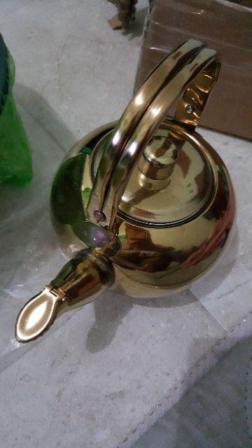 Teko / Ketel / Mini Tea Pot Uk 14cm Warna Emas, Ada Saringan