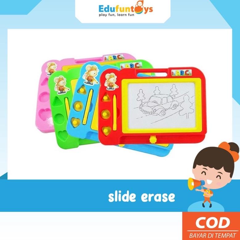 

((BISA COD)) Edufuntoys - SLIDE ERASE MAGNET BOARD / papan tulis magnet/ magnetic drawing board/ papan tulis geser hapus