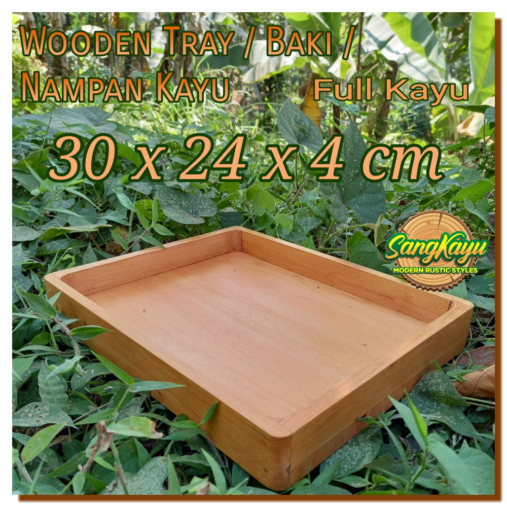 Nampan nampan kayu 30x24x4cm Wooden Tray Tray Baki storage box kayu