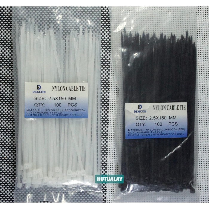 

ORGANIZER-DOCUMENT- NYLON CABLE TIES 15CM KABEL TIE 2.5X150 PENGIKAT PLASTIK SERUT DEXICON - HITAM