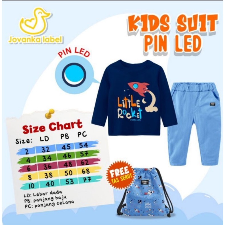SET KIDS SUIT PIN LED JOVANKA