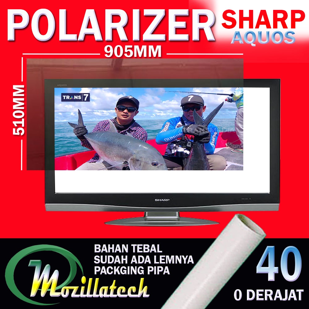 POLARIS POLARIZER 40 0 DRAJAT 90 DRAJAT GLOSSY POLARIS POLARIZER TV LCD SHARP 40 IN INCH LAPISAN DEPAN DAN BELAKANG