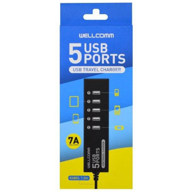 Wellcomm 5 Ports USB Charger 7 A - Black