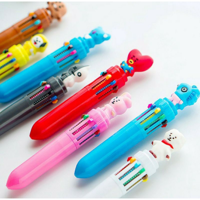 Bulpen Pena 10 Warna Pulpen BT 21 Karakter Boneka Bulpoint Cute