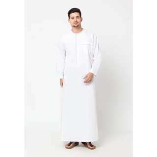 Jubah/Gamis Pria Katun GP Yazid white ORIGINAL by.Busana Arafah