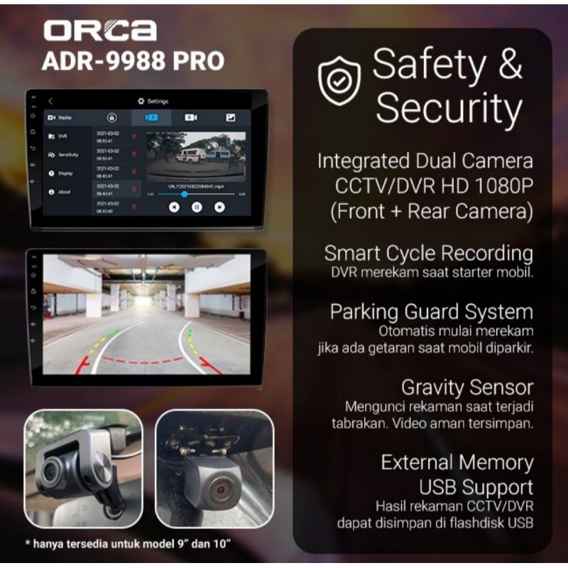 Head Unit Android SPLASH ANDROID 9 inch ORCA ADR 9988 PRO+ CARPLAY