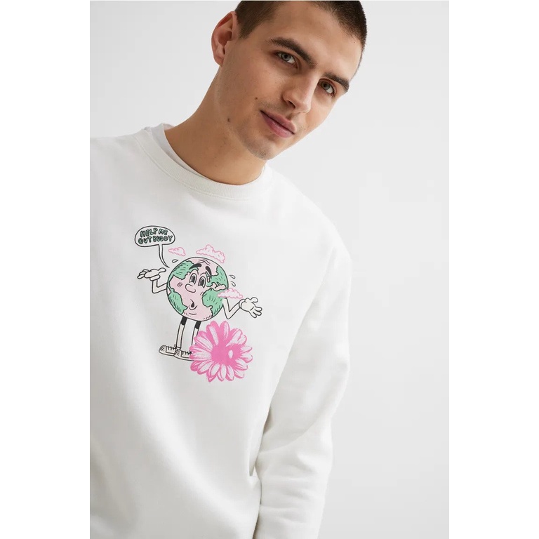 Crewneck H&amp;M Help Me Out Buddy Sweater HnM wanita pria