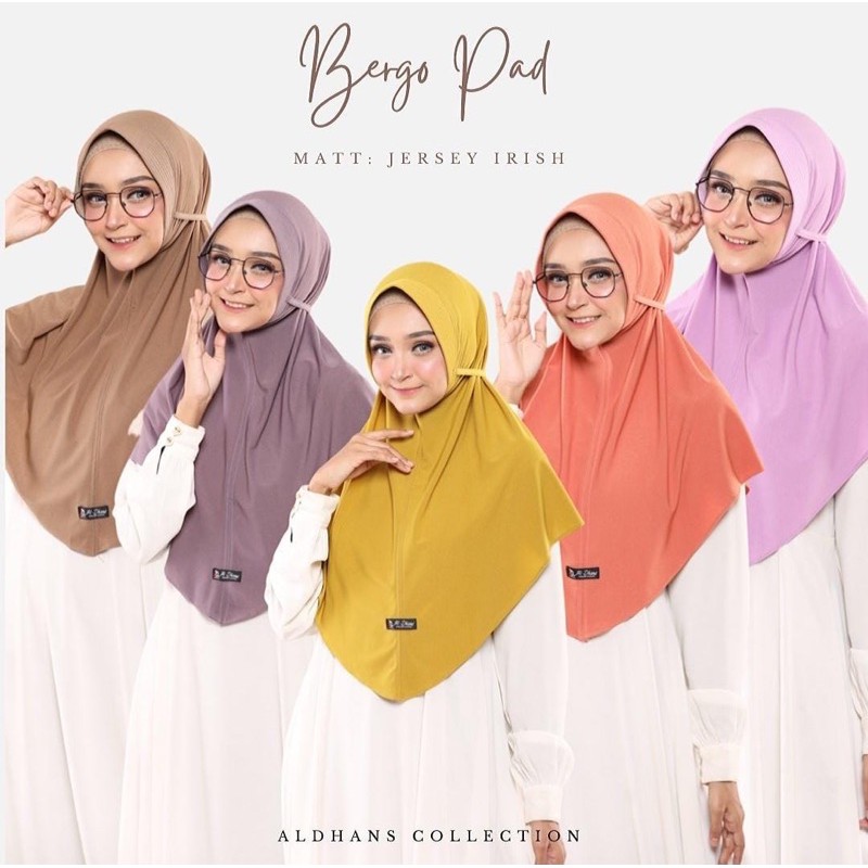 (Original Aldhans) BERGO PAD•• khimar polos••bergo pet tali ••hijab instan