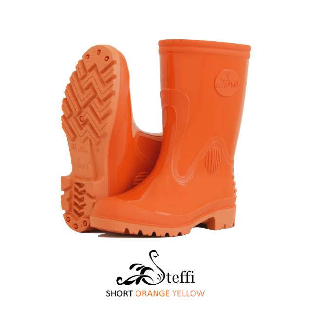 SHORT oranye 27 (43-44) | Steffi Boots SEPATU BOOT PROYEK PVC pendek anti air orange oren pria laki