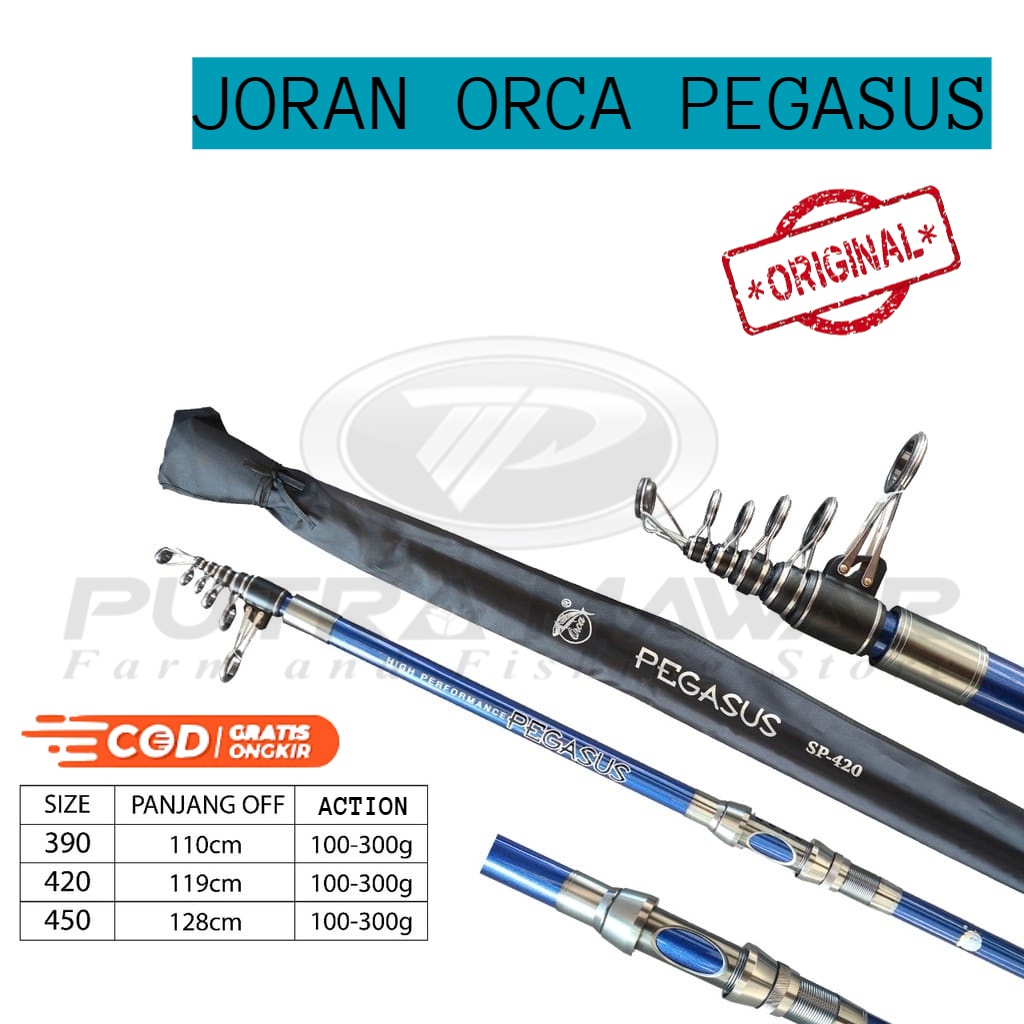 Joran Pancing Laut Orca Pegasus Panjang 450 420 390 CW100-300gr Carbon Kuat Stik Surf Pasiran Murah