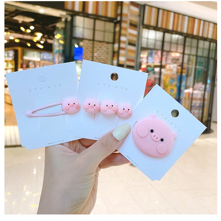 Holiday Casual Women Hair Accessories Cute Plastic Pink Pig Hair Clip for Women