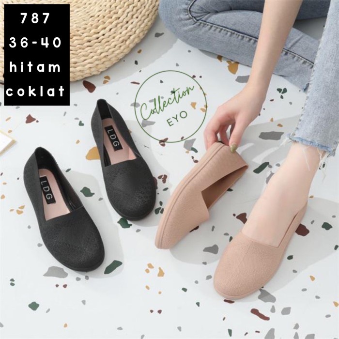 PROMO Sepatu Wanita Jelly Import Flat Shoes / Flatshoes Jelly Karet Murah - Hitam, 36 MURAH