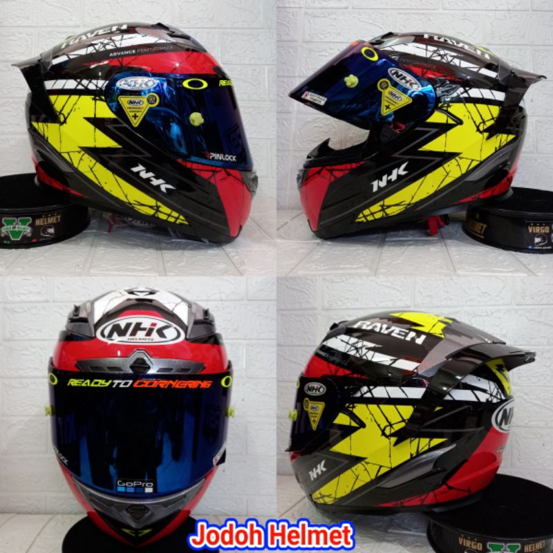 NHK HELM RX9 MOTIF RAVEN | BLACK RED YELLOW | RX-9 DOUBLE VISOR PAKET GANTENG